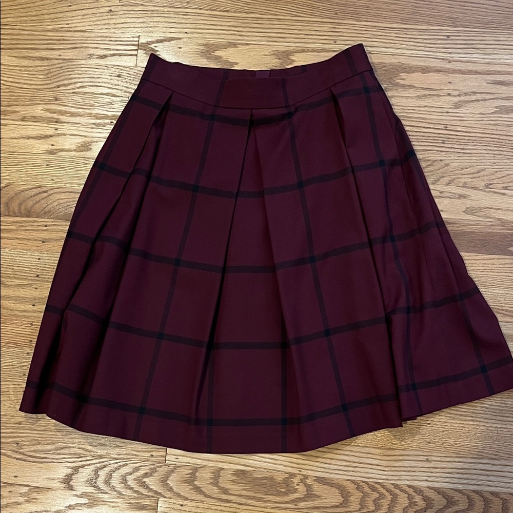 Banana Republic Burgundy Plaid A-Line Skirt